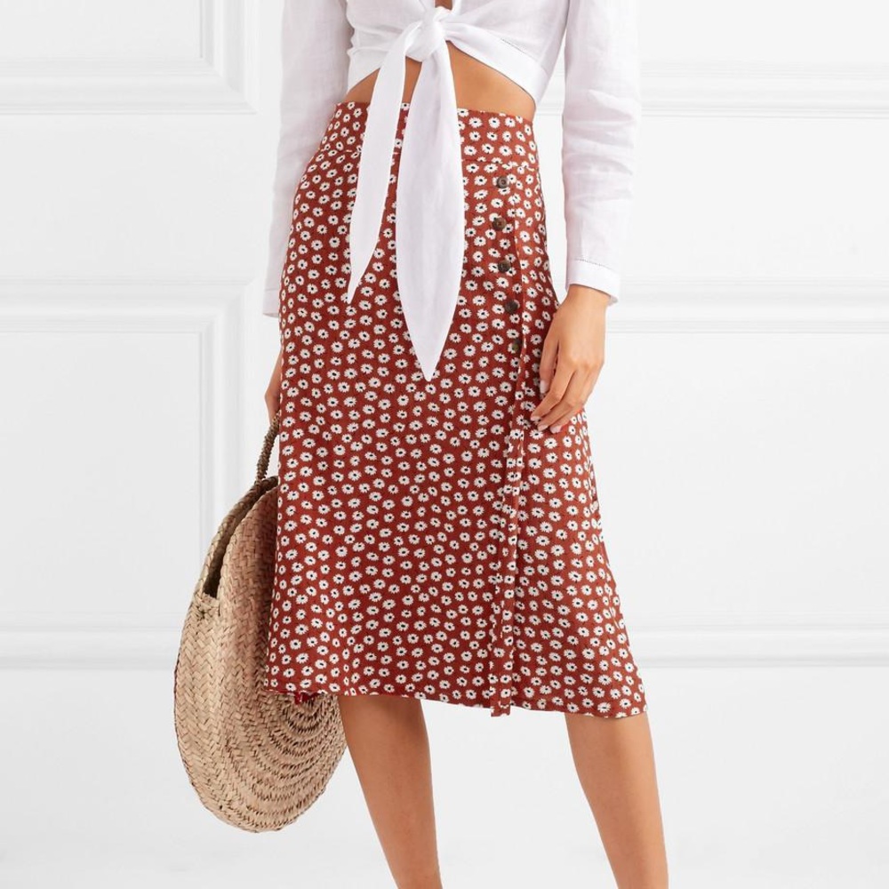 faithfull the label joy midi skirt, red floral